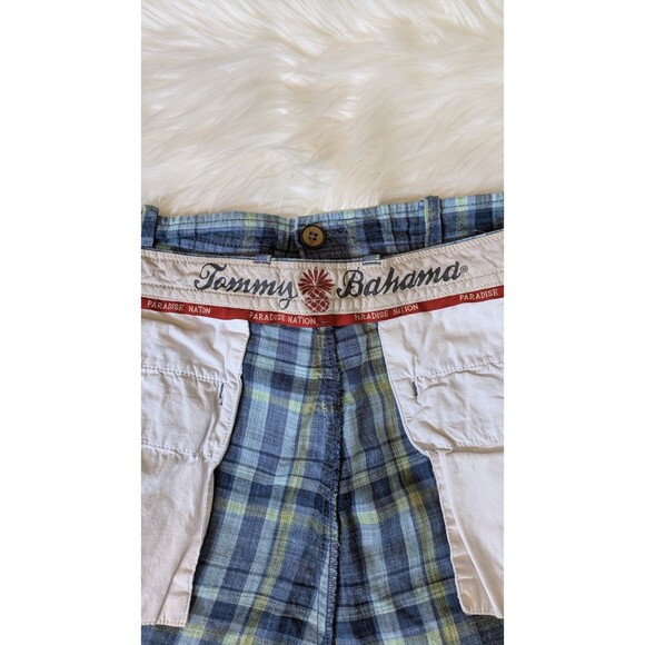 Tommy Bahama Men’s Plaid Shorts Size 40 Blue Green Linen Blend Casual Summer - Picture 3 of 10